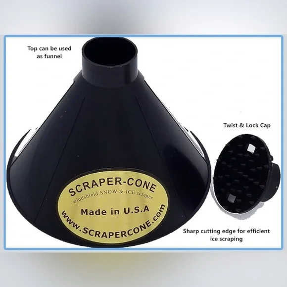 Black Scraper-Cone Windshield Snow and Ice Scraper- 2 Pack - Picture 1 of 7